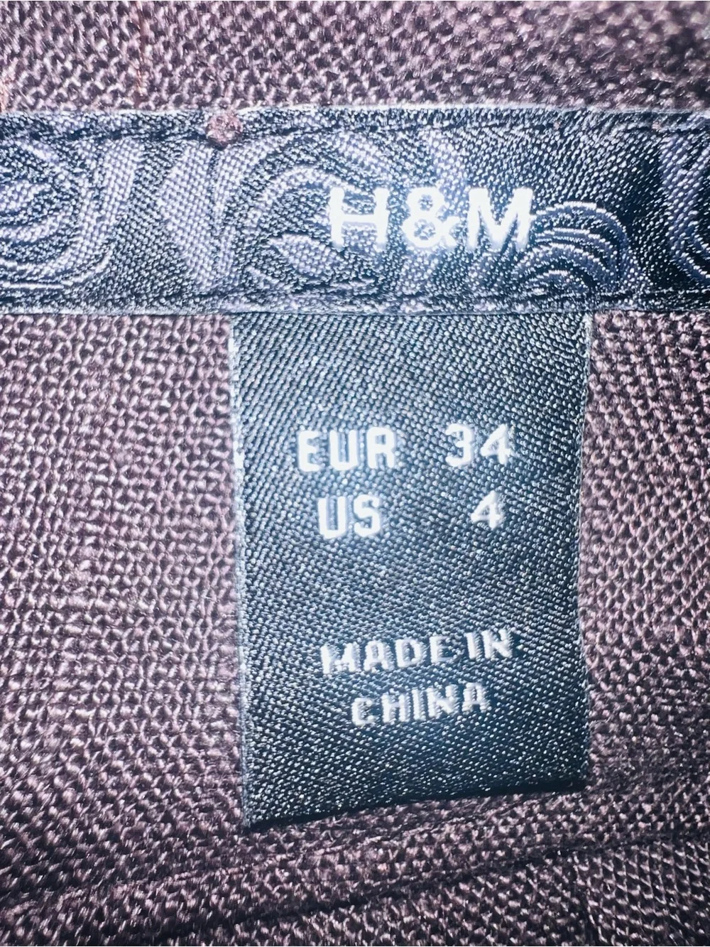 H&M  100 % Linen Wide Leg Chocolate Brown  High-Rise Pants
